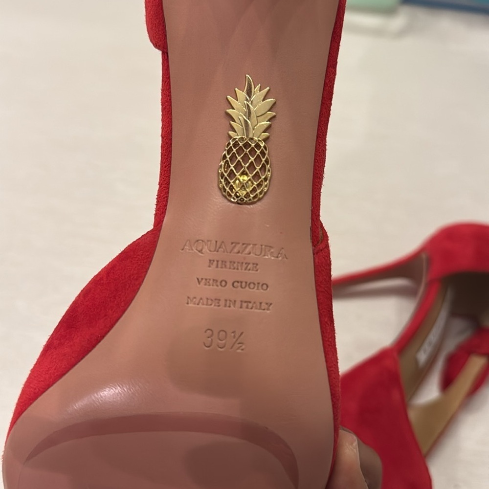 NWT AQUAZZURA Red Bow Tie Pointed toe Pumps size EU 39.5 - Picture 7 of 14